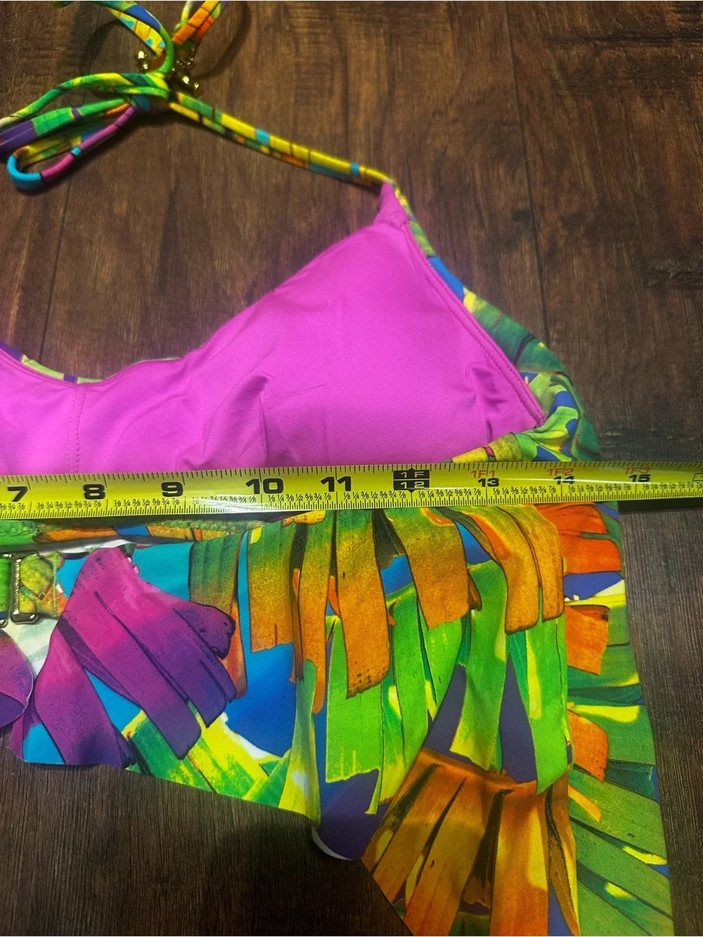 Trina Turk Multicolor Palm Print Bikini Top 4 Green, Pink, Yellow, Orange, Blue